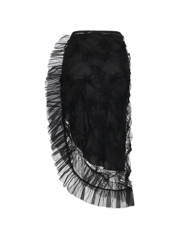 Blumarine Tulle Asymmetrical Midi Skirt