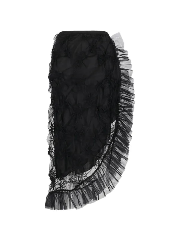 Blumarine Tulle Asymmetrical Midi Skirt